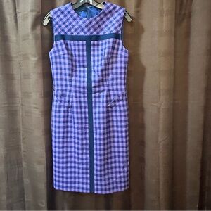 Vintage Peggy Jennings Purple and Black Check Sheath Dress size small